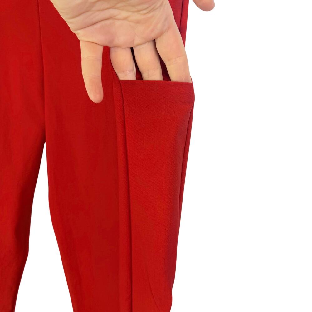 Athleta Red Mid Rise Back Zip Compression Pants Women's 14 Pockets Stretch - Picture 3 of 7